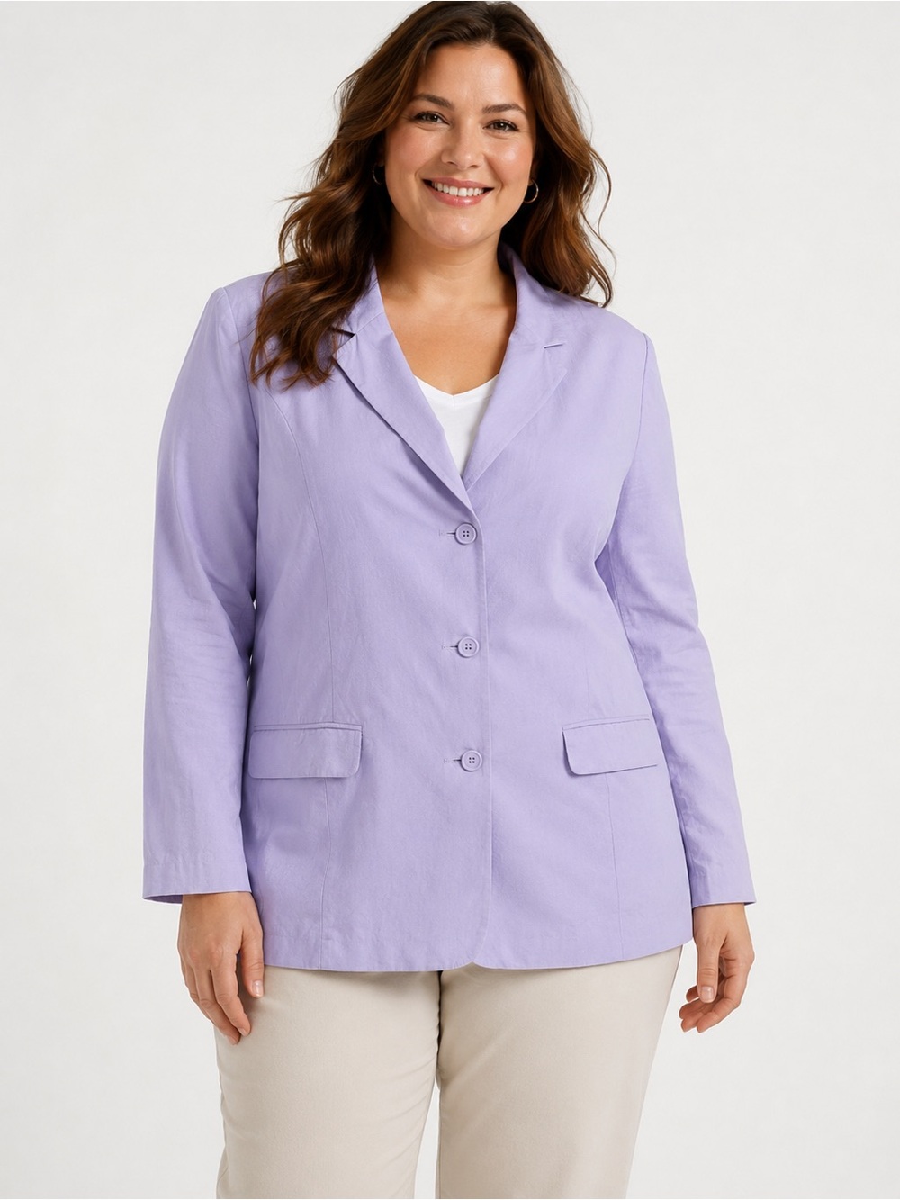 Adolfo Studio Plus-Size Lilac Single-Breasted Blazer Jacket 14L